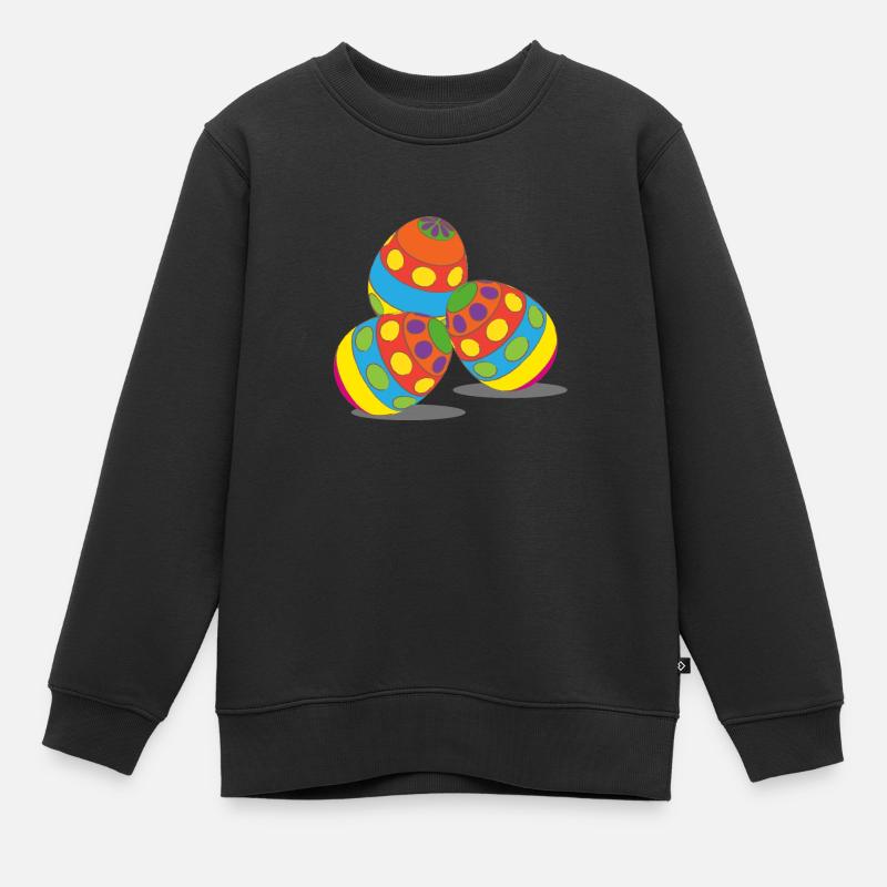 Oeufs de pâques, pâques, joyeuses pâques, heureux est - Sweat Premium enfant bio - noir