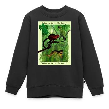 Animaux dans la jungle - Sweat Premium enfant bio - noir - Devant - AI Model Kid Female (0cm)