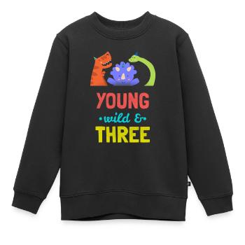 Young wild three - Jung wild drei - 3. Geburtstag - Kinder Premium Organic Sweatshirt - Schwarz - Vorne - AI Model Kid Female (0cm)