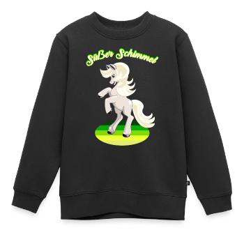 Schimmel süßes Pferd weißes Pferdchen Reiterhof - Kinder Premium Organic Sweatshirt - Schwarz - Vorne - AI Model Kid Female (0cm)