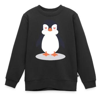 Pingouin - Sweat Premium enfant bio - noir - Devant - AI Model Kid Female (0cm)