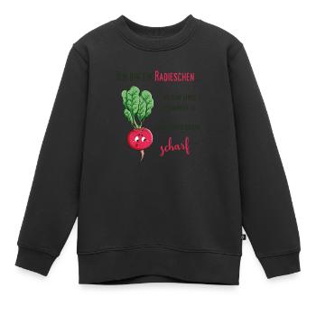 scharfes Radieschen - Kinder Premium Organic Sweatshirt - Schwarz - Vorne - AI Model Kid Female (0cm)