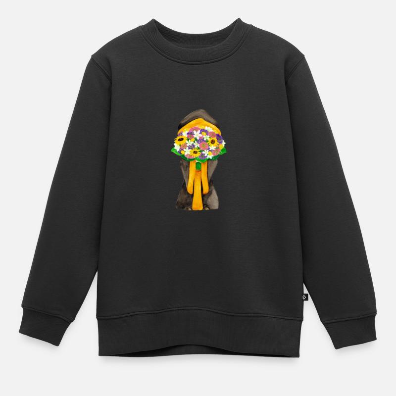 Munich Kindl avec bouquet de fleurs - Sweat Premium enfant bio - noir