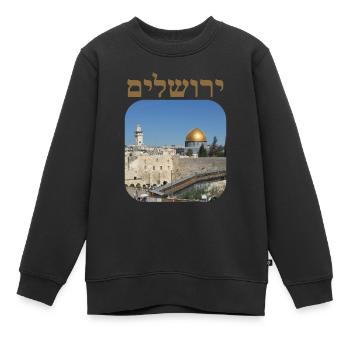 Jérusalem - Sweat Premium enfant bio - noir - Devant - AI Model Kid Female (0cm)