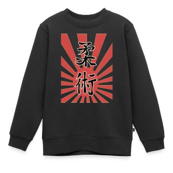 Ju Jutsu Kanji + drapeau impérial japonais - Sweat Premium enfant bio - noir - Devant - AI Model Kid Female (0cm)