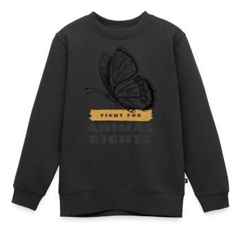 Animal Rights / Bien-être animal - Sweat Premium enfant bio - noir - Devant - AI Model Kid Female (0cm)