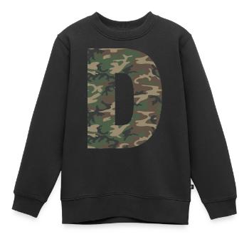 Robuster Buchstabe D im Tarnmuster! - Kinder Premium Organic Sweatshirt - Schwarz - Vorne - AI Model Kid Female (0cm)