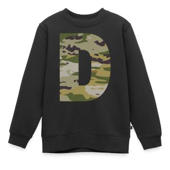 Tarnbuchstabe D - Kinder Premium Organic Sweatshirt - Schwarz - Vorne - AI Model Kid Female (0cm)