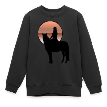 Cheval - Sweat Premium enfant bio - noir - Devant - AI Model Kid Female (0cm)