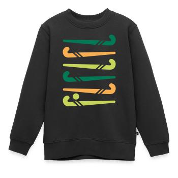 Bâtons de hockey colorés - Sweat Premium enfant bio - noir - Devant - AI Model Kid Female (0cm)
