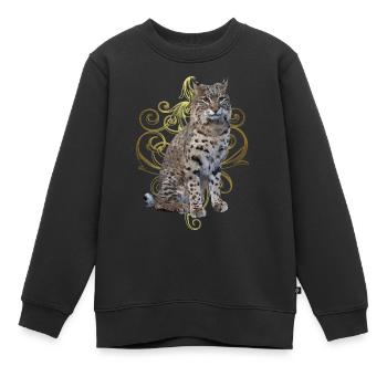 Luchs - Kinder Premium Organic Sweatshirt - Schwarz - Vorne - AI Model Kid Female (0cm)