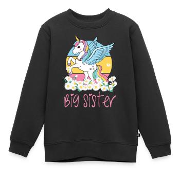 Große Schwester Einhorn Schwester - Kinder Premium Organic Sweatshirt - Schwarz - Vorne - AI Model Kid Female (0cm)