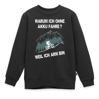 E-Bike, Mountainbike, bergauf, radfahren, Berge - Kinder Premium Organic Sweatshirt - Schwarz - Vorne - AI Model Kid Female (0cm)