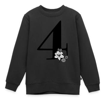 Zahl 4 - Kinder Premium Organic Sweatshirt - Schwarz - Vorne - AI Model Kid Female (0cm)