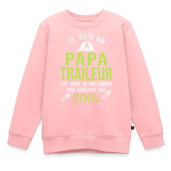 papa traieur ultra trail course à pied run - Sweat Premium enfant bio - rose - Devant - AI Model Kid Female (0cm)