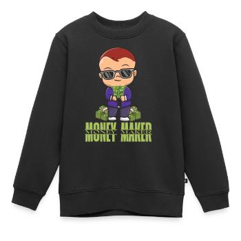 Créateur d’argent - Sweat Premium enfant bio - noir - Devant - AI Model Kid Female (0cm)