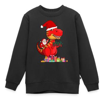 Pere Noel Dinosaurier - Kinder Premium Organic Sweatshirt - Schwarz - Vorne - AI Model Kid Female (0cm)