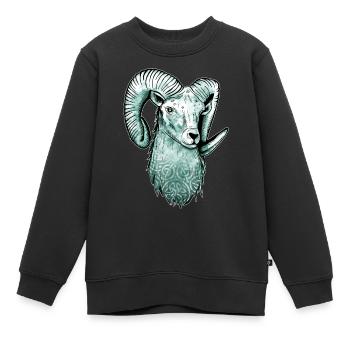 Bélier Celtique - Sweat Premium enfant bio - noir - Devant - AI Model Kid Female (0cm)