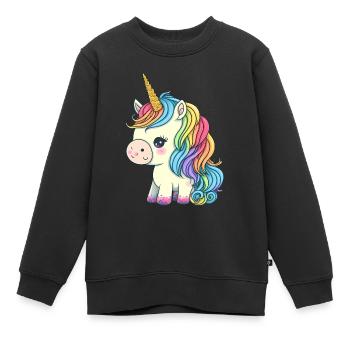 00246 süßes Baby Einhorn mit Regenbogenmähne - Kinder Premium Organic Sweatshirt - Schwarz - Vorne - AI Model Kid Female (0cm)