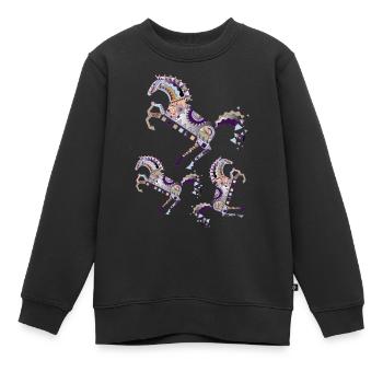 bunte Pferde (geometrisch) - Kinder Premium Organic Sweatshirt - Schwarz - Vorne - AI Model Kid Female (0cm)