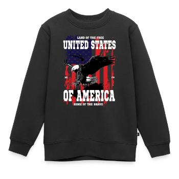 USA United States of America - Kinder Premium Organic Sweatshirt - Schwarz - Vorne - AI Model Kid Female (0cm)