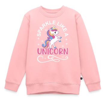 Paillettes comme une licorne - Sweat Premium enfant bio - rose - Devant - AI Model Kid Female (0cm)