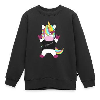 Licorne métallique - Sweat Premium enfant bio - noir - Devant - AI Model Kid Female (0cm)