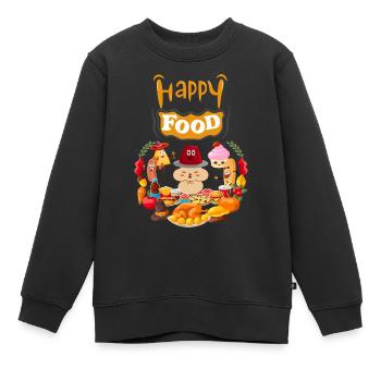 Glücklich essen, nicht gesund - Kinder Premium Organic Sweatshirt - Schwarz - Vorne - AI Model Kid Female (0cm)