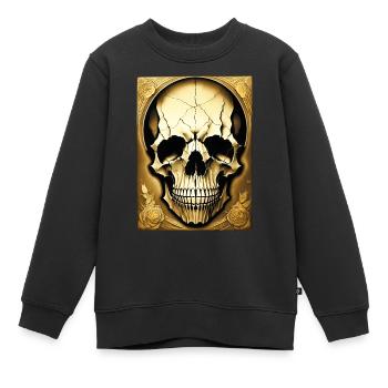 skull - Kinder Premium Organic Sweatshirt - Schwarz - Vorne - AI Model Kid Female (0cm)