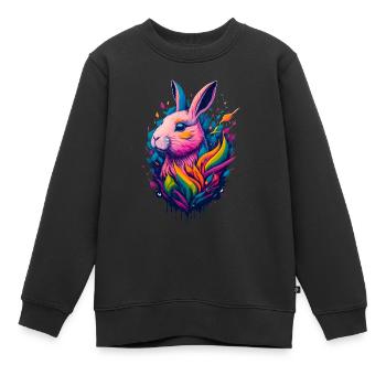 Illustration d’un lapin - Sweat Premium enfant bio - noir - Devant - AI Model Kid Female (0cm)