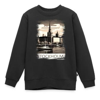 Stockholm, Schweden, Schweden, Skandinavien, Skandinavien - Kinder Premium Organic Sweatshirt - Schwarz - Vorne - AI Model Kid Female (0cm)
