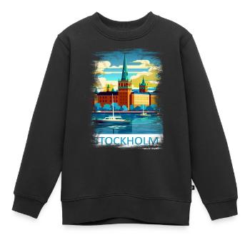 Stockholm, Schweden, Schweden, Skandinavien, Skandinavien - Kinder Premium Organic Sweatshirt - Schwarz - Vorne - AI Model Kid Female (0cm)