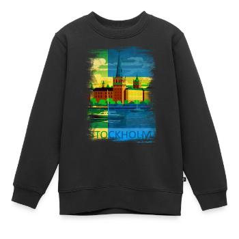 Stockholm Schweden Schweden Skandinavien Skandinavien - Kinder Premium Organic Sweatshirt - Schwarz - Vorne - AI Model Kid Female (0cm)
