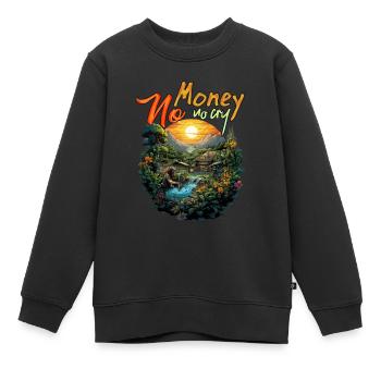 Pas d’argent Pas de cri - Sweat Premium enfant bio - noir - Devant - AI Model Kid Female (0cm)