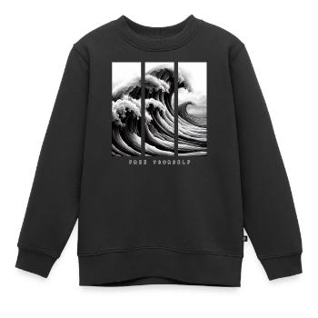 Große Welle - Befreie dich selbst - Kinder Premium Organic Sweatshirt - Schwarz - Vorne - AI Model Kid Female (0cm)