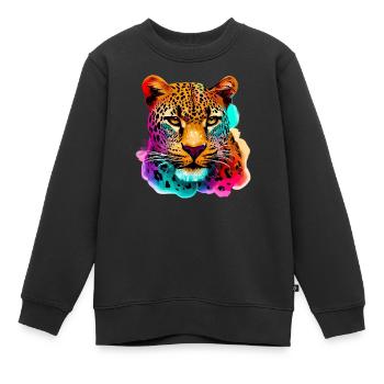 Leopard - Kinder Premium Organic Sweatshirt - Schwarz - Vorne - AI Model Kid Female (0cm)