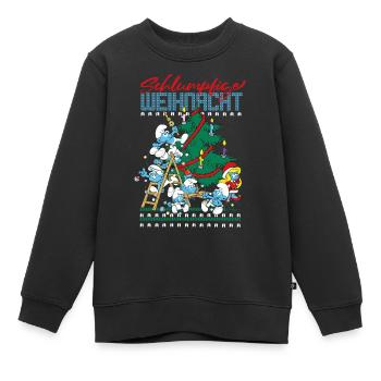 Die Schlümpfe Schlumpfige Weihnacht Ugly Christmas - Kinder Premium Organic Sweatshirt - Schwarz - Vorne - AI Model Kid Female (0cm)