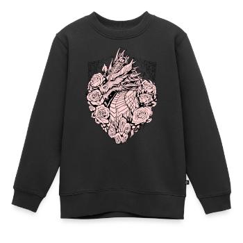 Drache im Schild - Kinder Premium Organic Sweatshirt - Schwarz - Vorne - AI Model Kid Female (0cm)