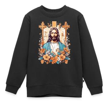 Jesus Christus - Kinder Premium Organic Sweatshirt - Schwarz - Vorne - AI Model Kid Female (0cm)