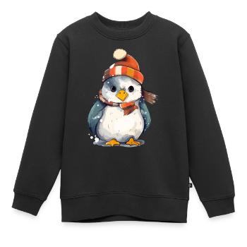 Oki der Weihnachtspinguin - Kinder Premium Organic Sweatshirt - Schwarz - Vorne - AI Model Kid Female (0cm)