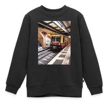 Pankow - Kinder Premium Organic Sweatshirt - Schwarz - Vorne - AI Model Kid Female (0cm)
