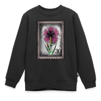 Briefmarke Lichtnelke - Kinder Premium Organic Sweatshirt - Schwarz - Vorne - AI Model Kid Female (0cm)
