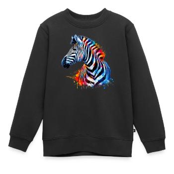 Zèbre - Sweat Premium enfant bio - noir - Devant - AI Model Kid Female (0cm)