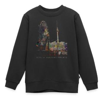 Berlin Alexanderplatz künstlerisches Design - Kinder Premium Organic Sweatshirt - Schwarz - Vorne - AI Model Kid Female (0cm)