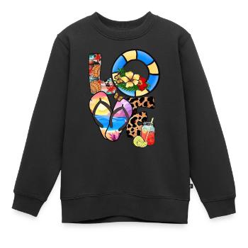 Sommer See Natur Flora Kunst Blumen Meer Strand - Kinder Premium Organic Sweatshirt - Schwarz - Vorne - AI Model Kid Female (0cm)