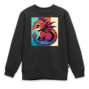 Drache - Kinder Premium Organic Sweatshirt - Schwarz - Vorne - AI Model Kid Female (0cm)