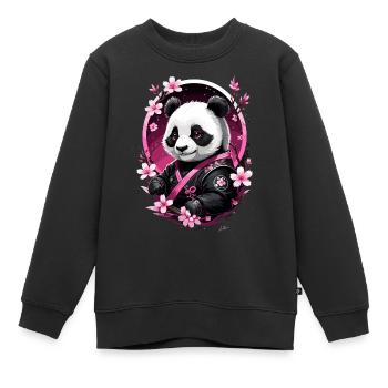 Panda japon rose asie - Sweat Premium enfant bio - noir - Devant - AI Model Kid Female (0cm)
