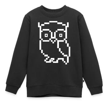 Hibou Pixel - Sweat Premium enfant bio - noir - Devant - AI Model Kid Female (0cm)