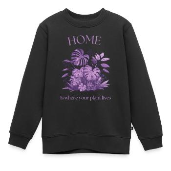 La maison, c’est là où vit votre plante - Sweat Premium enfant bio - noir - Devant - AI Model Kid Female (0cm)