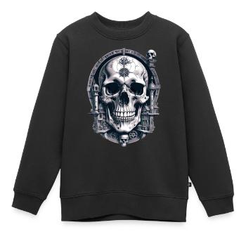 Skull - Kinder Premium Organic Sweatshirt - Schwarz - Vorne - AI Model Kid Female (0cm)